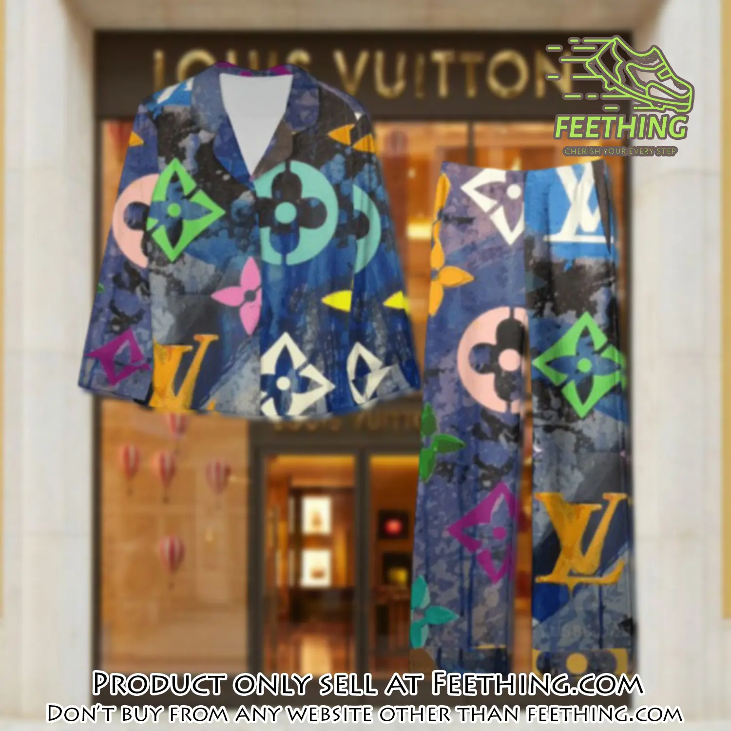 Trending luxury lv satin pajama set pjs1096 ft5906332